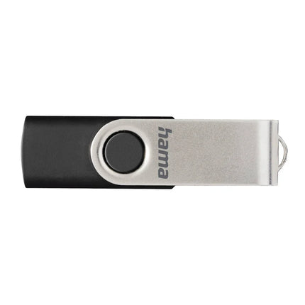 Hama Rotate 128GB USB Flash Drive, Rotating Cap, Black Silver