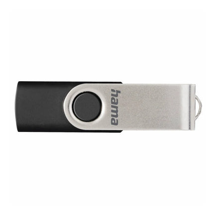 Hama Rotate 16GB USB Flash Drive, Rotating Cap, Black Silver
