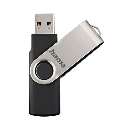 Hama Rotate 128GB USB Flash Drive, Rotating Cap, Black Silver