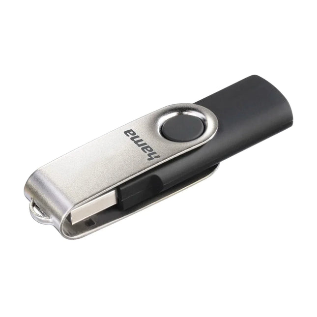 Hama Rotate 128GB USB Flash Drive, Rotating Cap, Black Silver