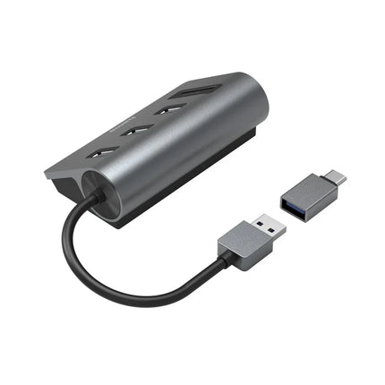 Hama 5 Port USB Hub + Card Reader, 3x USB-A, SD/microSD + USB-C Adapter