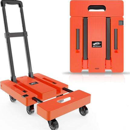 Folding Hand Truck 500LB, 6-Wheel Luggage Cart for Office & Travel SOLEJAZZ