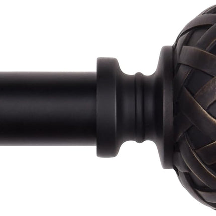 2pcs SZXIMU Curtain Pole 182-365cm (72-144''), Extendable, Netted Finials, Black