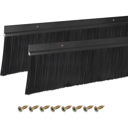 Door Brush Bottom Sweep H Shape 120cm Black 9cm PP Aluminum 2Pcs Sourcing Map