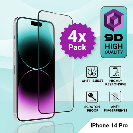 4 Pack iPhone 14 Pro Tempered Glass Screen Protector