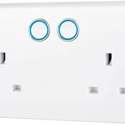 British General Slim Nexus Double Switched 13A Power Socket + Smart Home Control - White