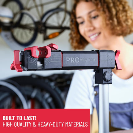 Bike Repair Stand Adjustable Metal Workstand with Bag Silver Red PRO BIKE TOOL