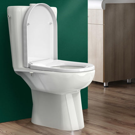 STOREMIC Soft Close Toilet Seat D Shape, White, Quick Release, PP Material