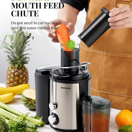 SHARDOR Juicer Machine 800W 3 Speed Stainless Steel Fruit Vegetable