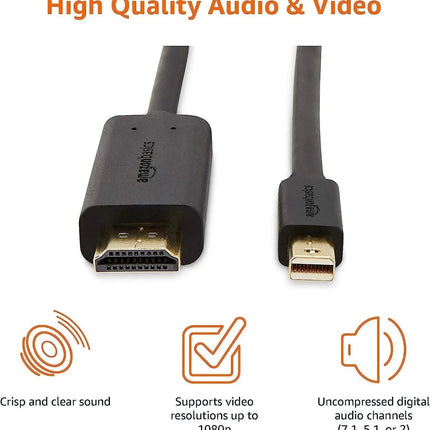Mini DisplayPort to HDMI Cable Works With MacBook, MS Surface Dock 0.9m/3ft