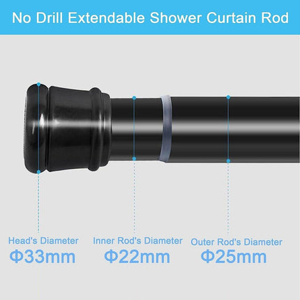 Shower Curtain Rod Extendable No Drill Tension Pole 63-85cm Silver