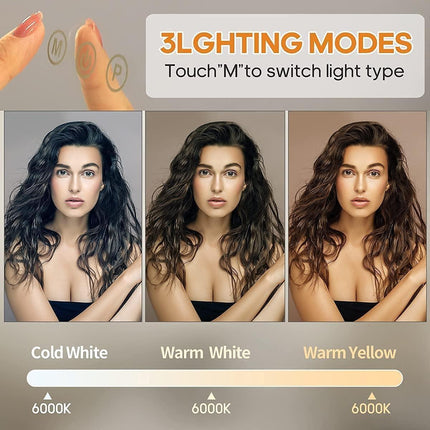 Hollywood Vanity Makeup Mirror LED Lights Dimmable USB Mode 58 x 46cm FENCHILIN