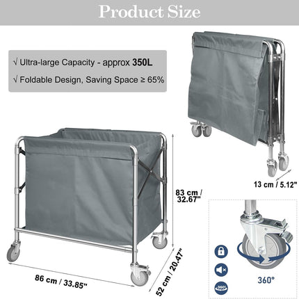 Large Folding Laundry Trolley 350L Heavy Duty Cart on Wheels Nisorpa