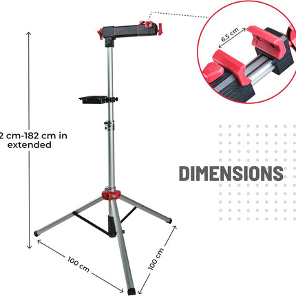 Bike Repair Stand Adjustable Metal Workstand with Bag Silver Red PRO BIKE TOOL