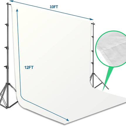 Photography Backdrop Stand 8.5x10ft with 10x12ft White Screen for Studio EMART