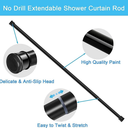 Shower Curtain Rod Tension Extendable Anti Slip 2PCS 50.5-80cm No Drill