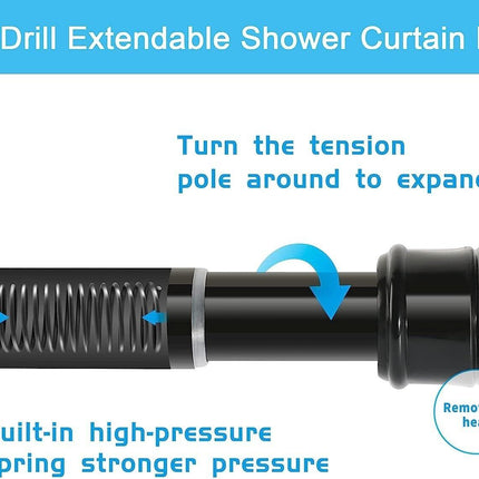 Shower Curtain Rod Extendable No Screws 2PCS 50-80cm Window Doorway