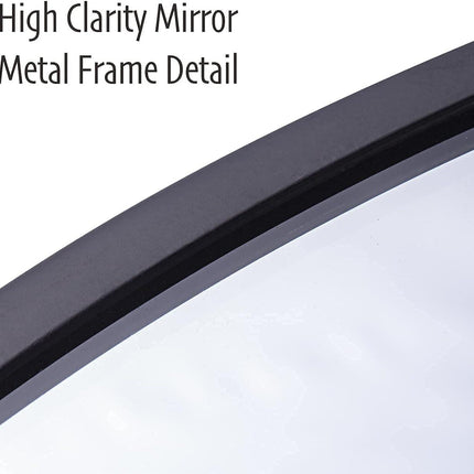 Round Wall Mirror 50x50cm Metal Frame Black Bathroom Living Room Decor ZENIDA