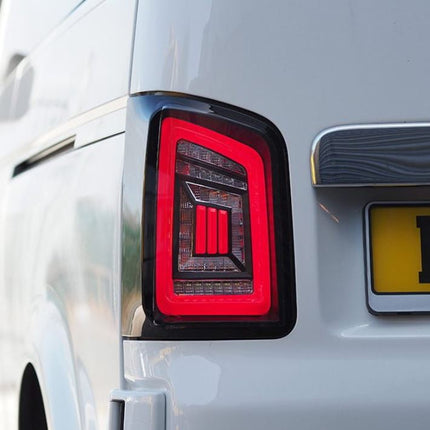 For VW T6 Transporter MK3.1 Van Barndoor LED Rear Lights – Full Frame Clear LED Light Bar | Van-X