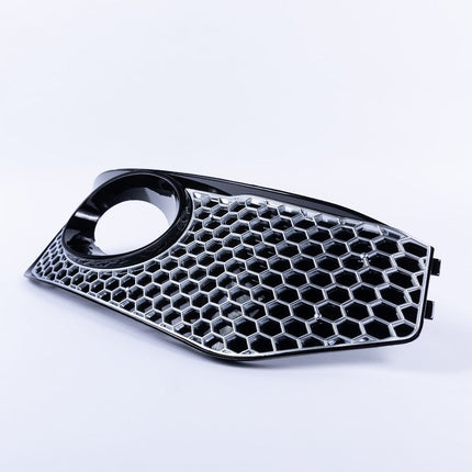 For VW T5.1 Transporter Honeycomb Bumper Grille + Fog Light Trims + Number Plate Trim Matte Chrome Sportline Painted and Ready to Fit