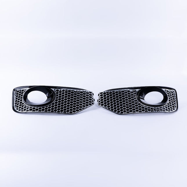 For VW T5.1 Transporter Honeycomb Bumper Grille + Fog Light Trims + Number Plate Trim Matte Chrome Sportline Painted and Ready to Fit