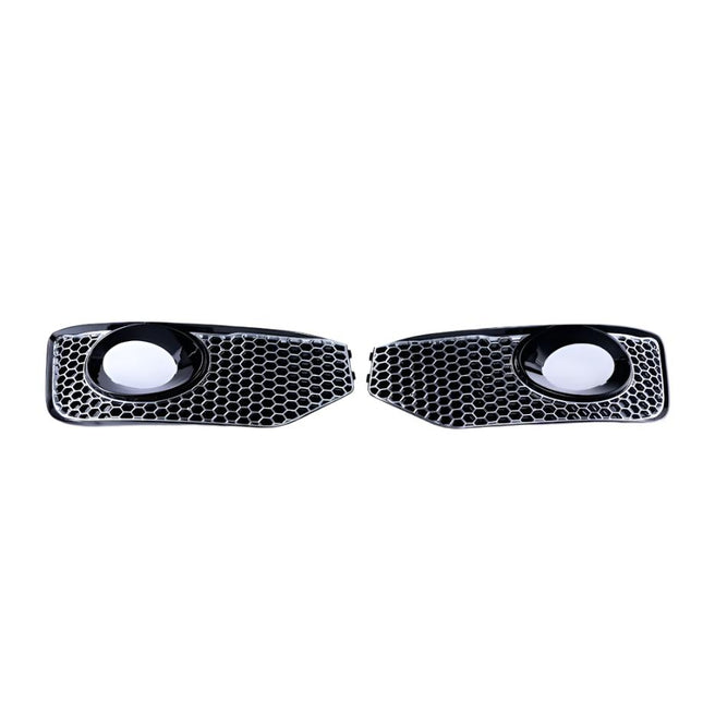 For VW T5 .1 Transporter Honeycomb Sport-Line Front Spoiler Foglight Trims (Matte Chrome)