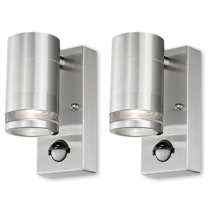 4lite Marinus GU10 Single Direction Outdoor Wall Light with PIR - Stainless Steel