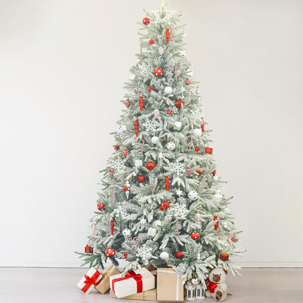 Artificial Christmas Tree 6.5ft Snow Flocked Branches Realistic Unlit Pine KI Store
