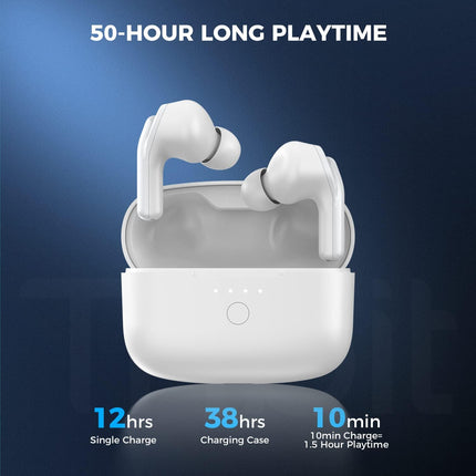 Tribit FlyBuds C1 Wireless Earbuds, Bluetooth 5.2, 50H Playtime, Noise Cut
