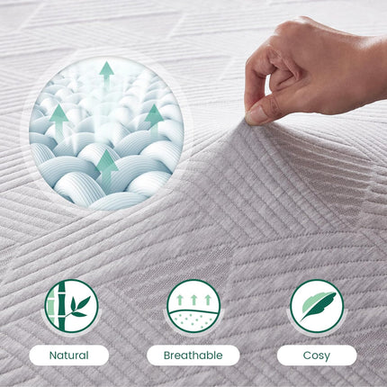 Mattress Topper Double Bed 135x190cm Thick with Bamboo Fibre Cover Bonnvia