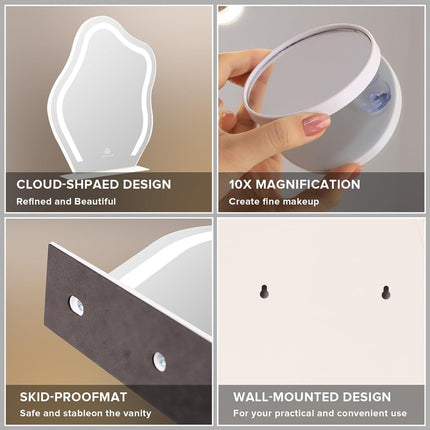Vanity Makeup Mirror with Lights Cloud Shape 45x55cm FENCHILIN