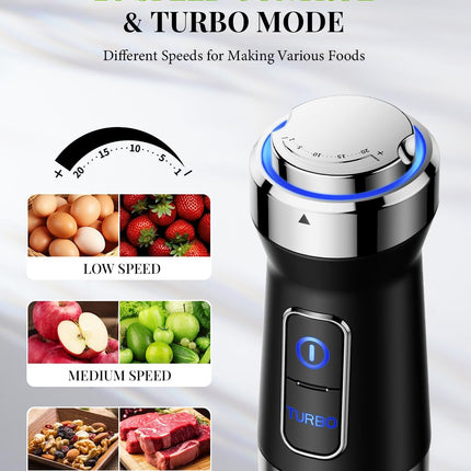 Hand Blender 1200W Stick Blender 6 in 1 Chopper Whisk Turbo SHARDOR