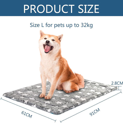 Dog Crate Mat Reversible Cool Warm 91x61cm Washable Foam Grey Blue KROSER