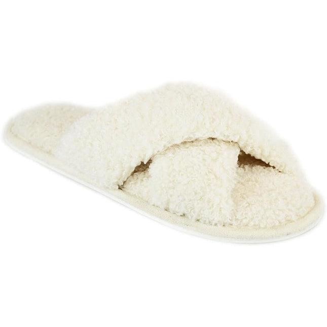 Ladie Winter Slippers Fluffy Fur Memory Foam Beige UK 5/6 (EU 38/39)