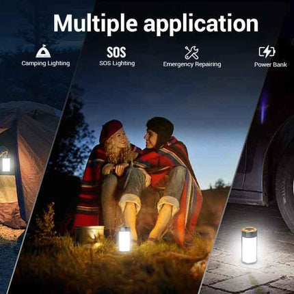 2 Pack Rechargeable Camping Lantern LED 400LM 5 Modes Emergency Tent Light USB
