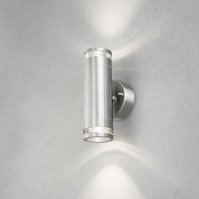 4lite Marinus GU10 Bi-Directional Outdoor Wall Light without PIR - Stainless Steel