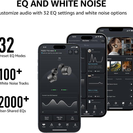Wireless Earbuds Bluetooth 5.3 55H Playtime Noise Cancelling Mic TOZO T12