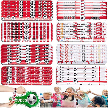 Football Slap Bracelet Set 50pcs Kids Party Bag Fillers Adjustable Bands