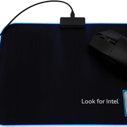 Intel Gaming Mouse Pad Blue Led Light-Up Anti Slip 36.5X25.5cm for PC and Laptop
