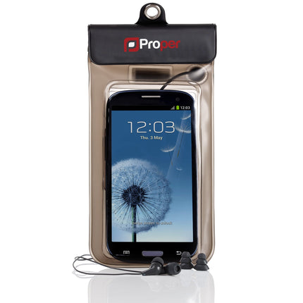 ProperAV Waterproof Case with Waterproof Earphones for Smartphones