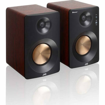 JVC XS-D629BM 2.0 CHANNEL BLUETOOTH BOOKSHELF SPEAKERS 60W WALNUT RCA USB PCM