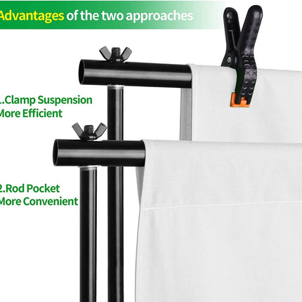 Photography Backdrop Stand 8.5x10ft with 10x12ft White Screen for Studio EMART