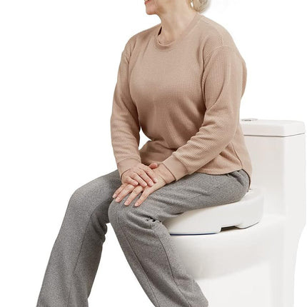 Hinged Toilet Seat Riser Raised Elongated Elevated Seat 10cm OasisSpace