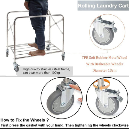 Large Folding Laundry Trolley 350L Heavy Duty Cart on Wheels Nisorpa
