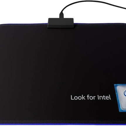 Intel Gaming Mouse Pad Blue Led Light-Up Anti Slip 36.5X25.5cm for PC and Laptop