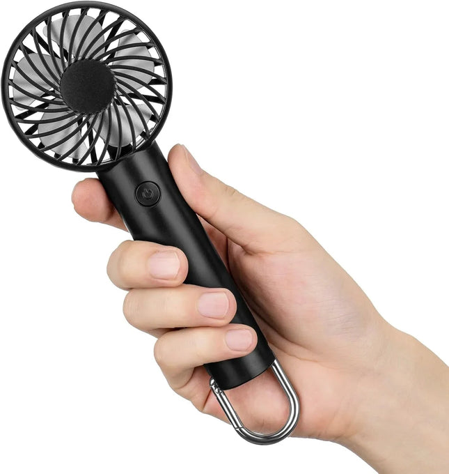 Hand-held Fan Portable Mini Fan Cooling USB Rechargeable 3 Speed With Clip Black