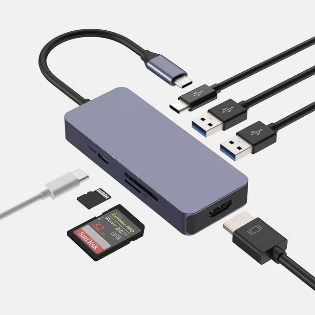 7-in-1 USB C Docking Station with 4K HDMI SD/TF Reader USB for Mac Windows Linux