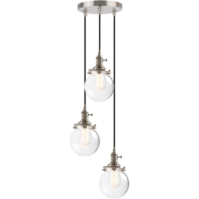 3 Light Pendant Chandelier Vintage Industrial Globe Glass E27 Phansthy