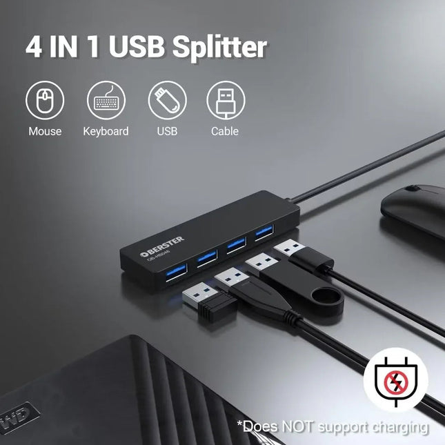 4-Port USB C and A Hub Splitter Ultra Slim Fast 5Gbps data for Mac Windows Linux
