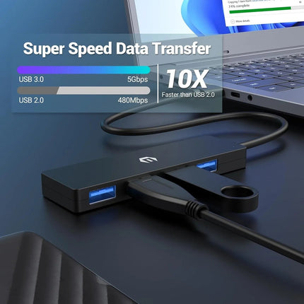 4-Port USB 3.0 Hub for High-Speed Data Transfer Laptop for Mac Windows Linux